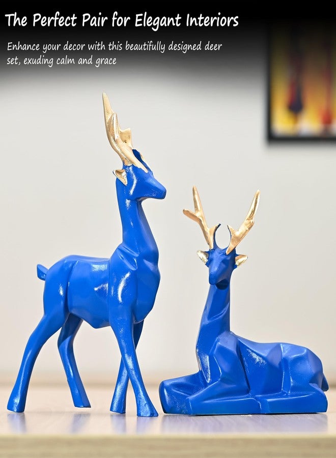 HindCraft Gift Items for Women, Blue Deer Resin Showpieces Set of 2 - Exquisite Hiran Statues for Home, Office, Ideal for House Warming Gifts and Christmas Décor, Nature-Inspired Room Decor Aesthetic - Image 2